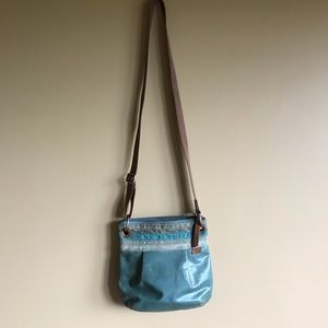 Fossil blue canvas crossbody bag